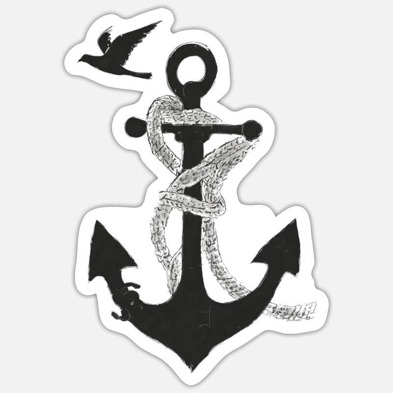 Anker mit Möwe Sticker Größe S (10 x 10 cm)