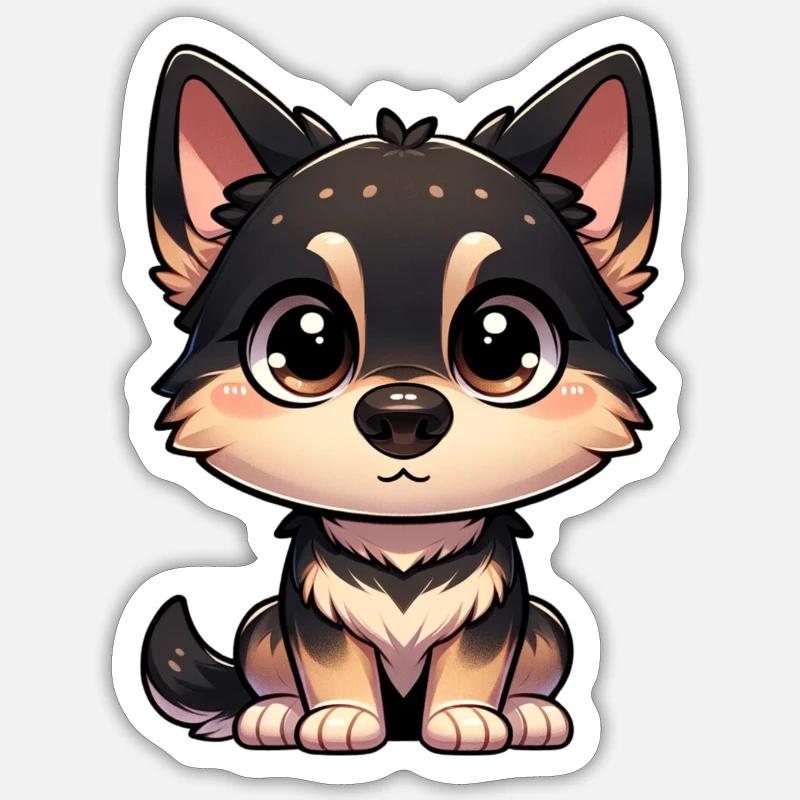 Digitale Illustration eines niedlichen Deutschen Schäferhundes Sticker Größe S (10 x 10 cm)
