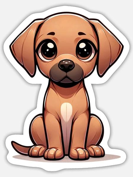 Digitale Illustration des niedlichen Rhodesian Ridgebacks - Sticker Größe S (10 x 10 cm) - Mattweiß