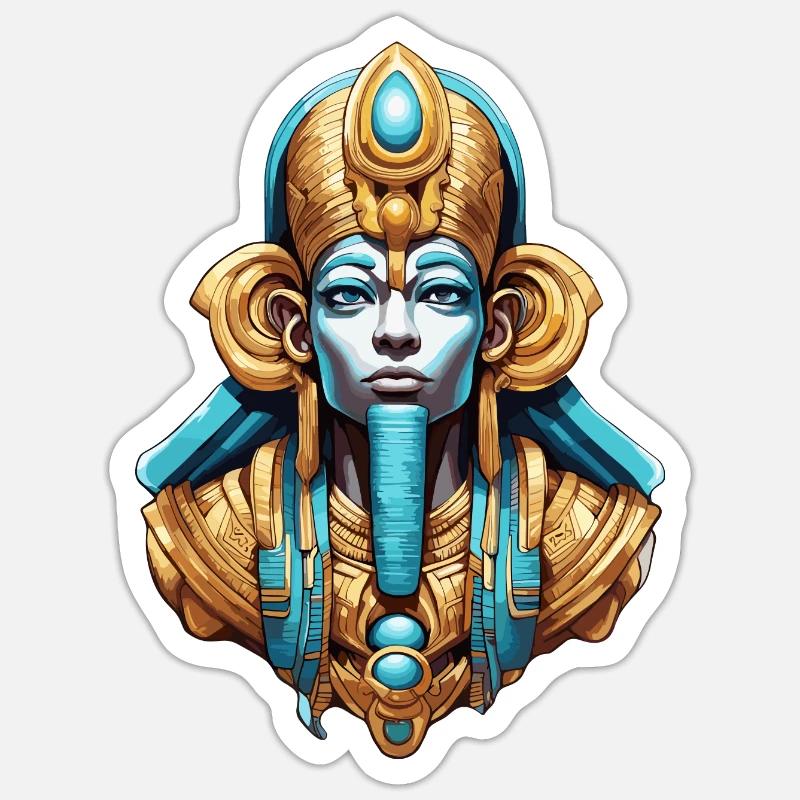 Egypte / Pharaon / Momies / Hiéroglyphes / Sphinx - Sticker taille S (10 x 10 cm) - blanc mat