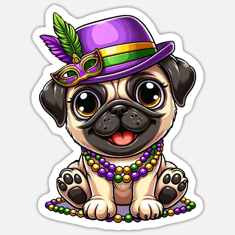 Mardi Gras Comic Mops Sticker Größe S (10 x 10 cm)