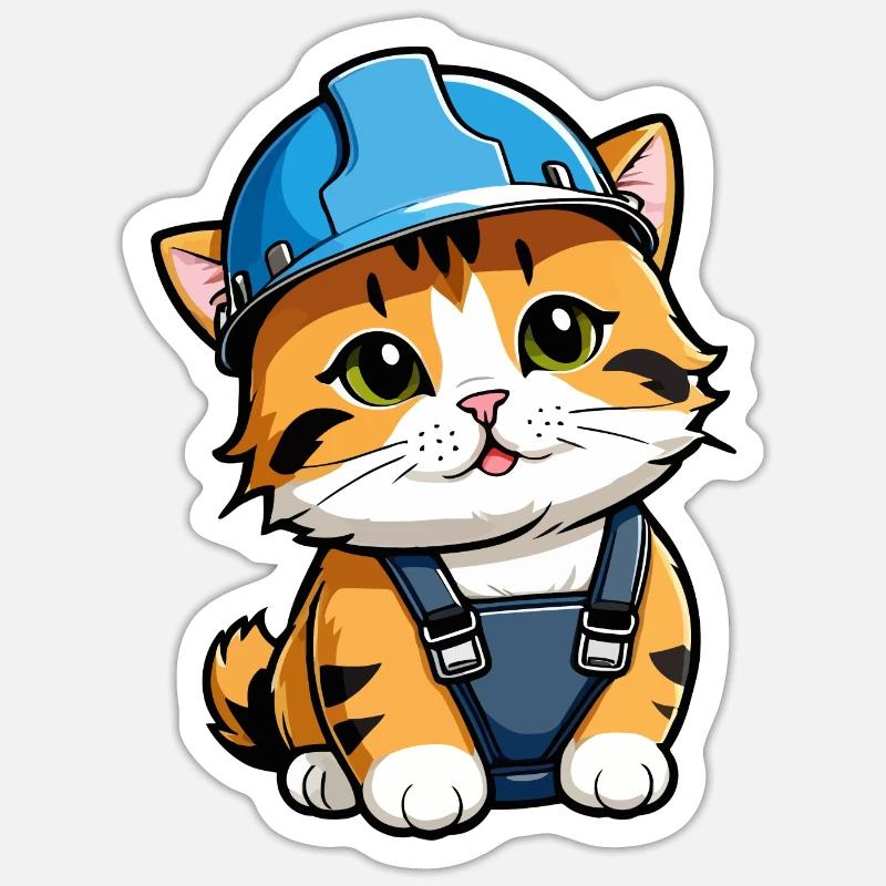 Hardworking Cat - Sticker size S (10 x 10 cm) - white matte