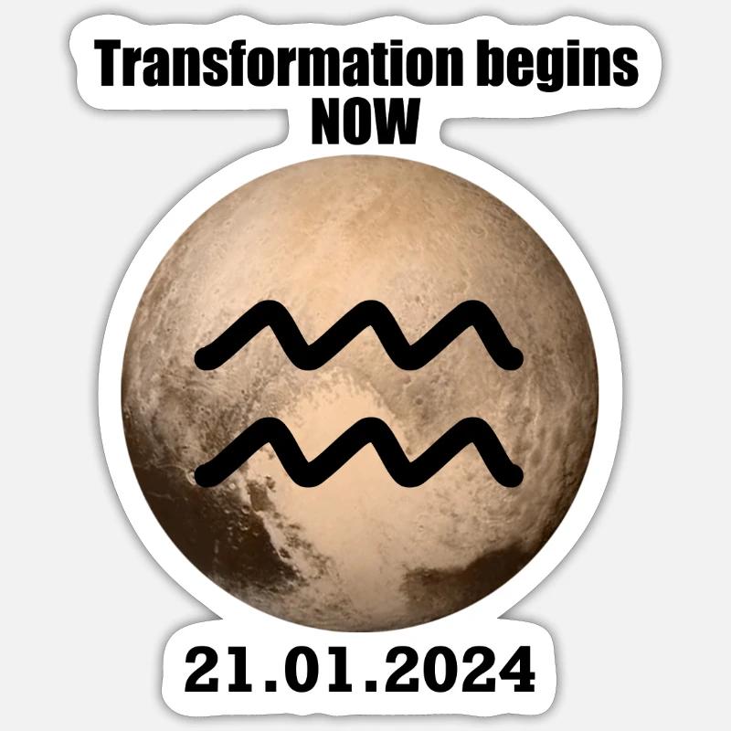 Pluto im Zeichen Wassermann - Sticker Größe S (10 x 10 cm) - Mattweiß