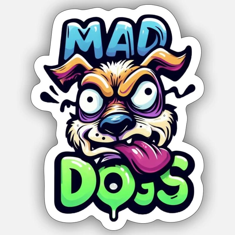 CHIENS FOUS - Sticker taille S (10 x 10 cm) - blanc mat