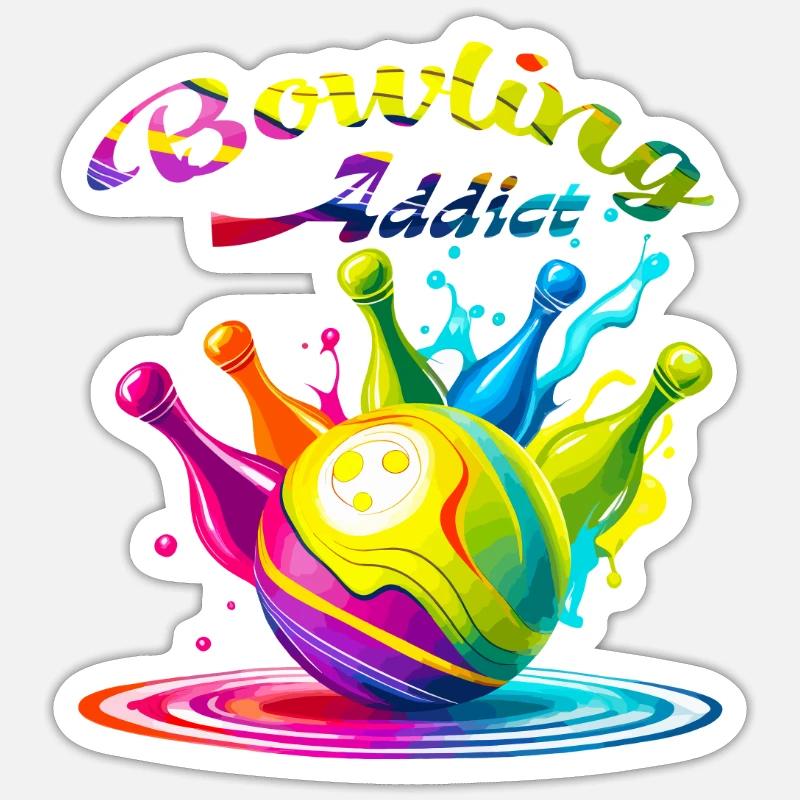 Bowling addict - Sticker size S (10 x 10 cm) - white matte