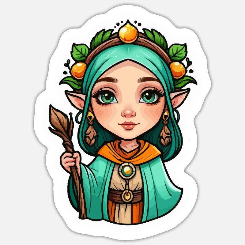 Druide Druide Fantasy Illustration - Sticker taille S (10 x 10 cm) - blanc mat