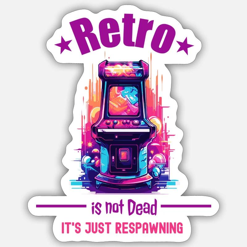 Retro Gaming Arcade Geschenk - Sticker Größe S (10 x 10 cm) - Mattweiß