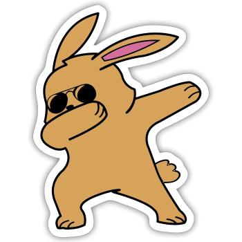 Dabbing Rabbit - Sticker size S (10 x 10 cm) - white matte - Front