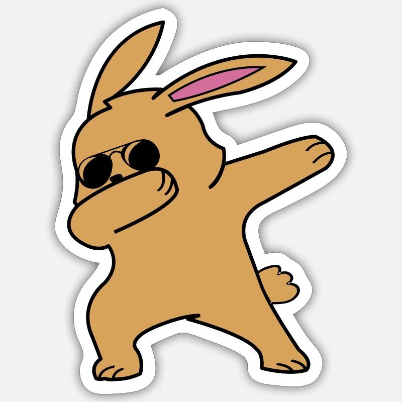 dabbing rabbit - Sticker Größe S (10 x 10 cm) - Mattweiß