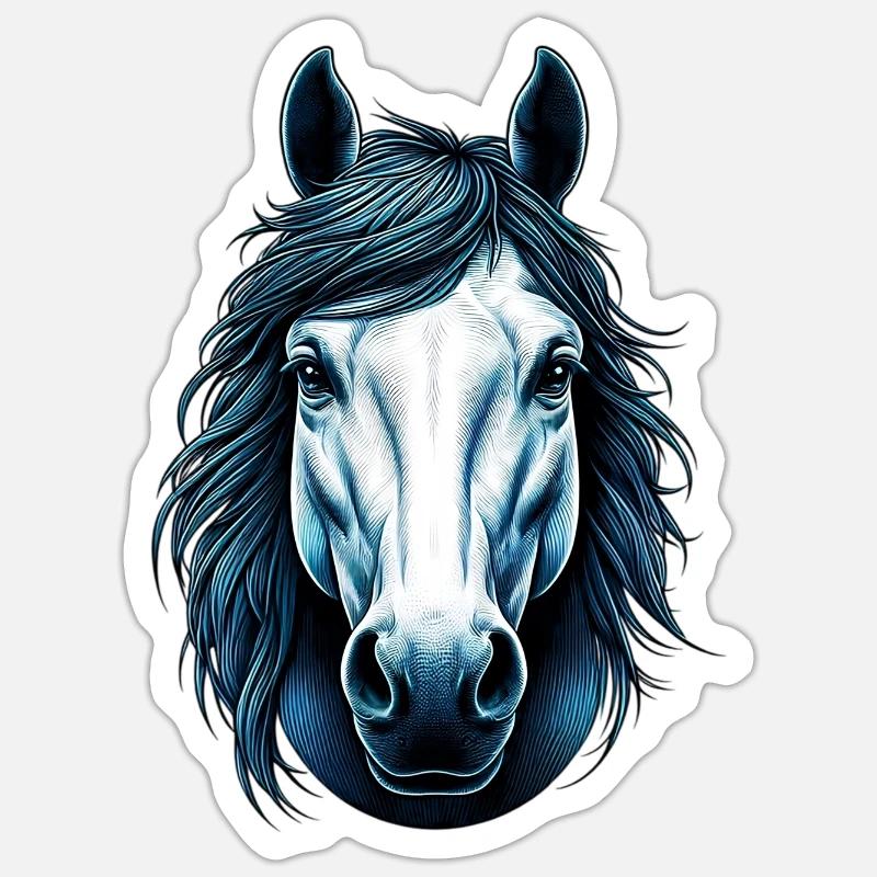 Cheval - Sticker taille S (10 x 10 cm) - blanc mat