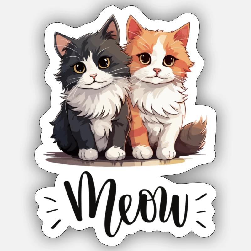 Ami chat - Sticker taille S (10 x 10 cm) - blanc mat