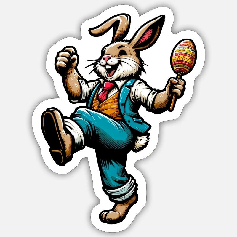 Easter Bunny Singing Sticker size S (10 x 10 cm)