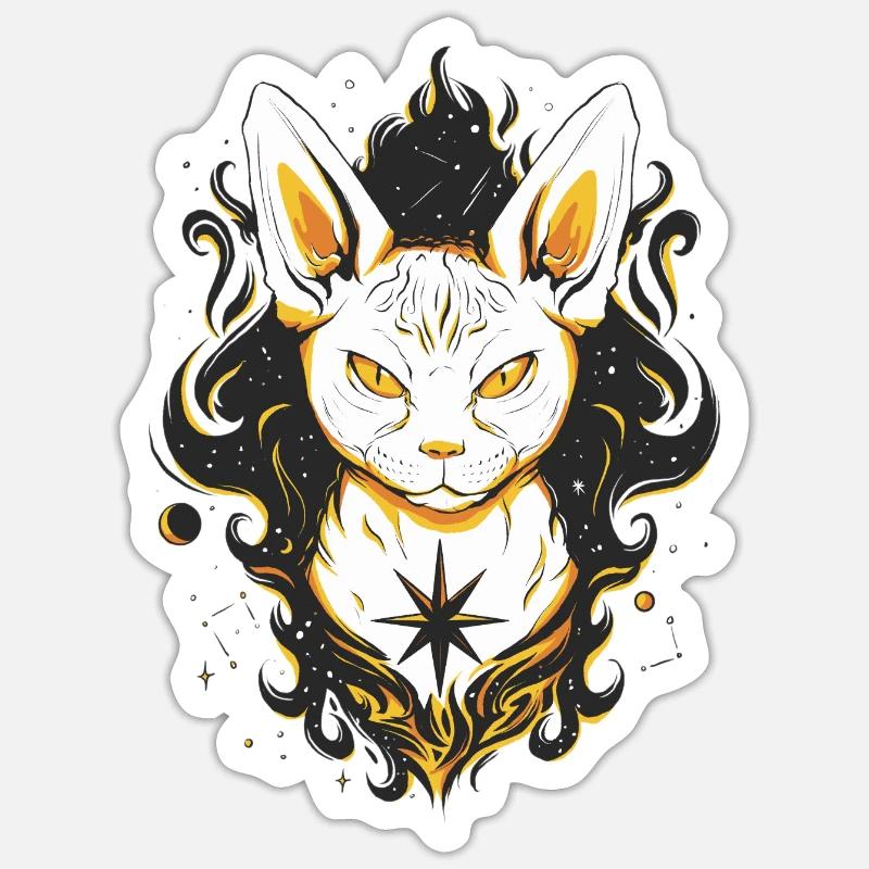 Chats - Sticker taille S (10 x 10 cm) - blanc mat