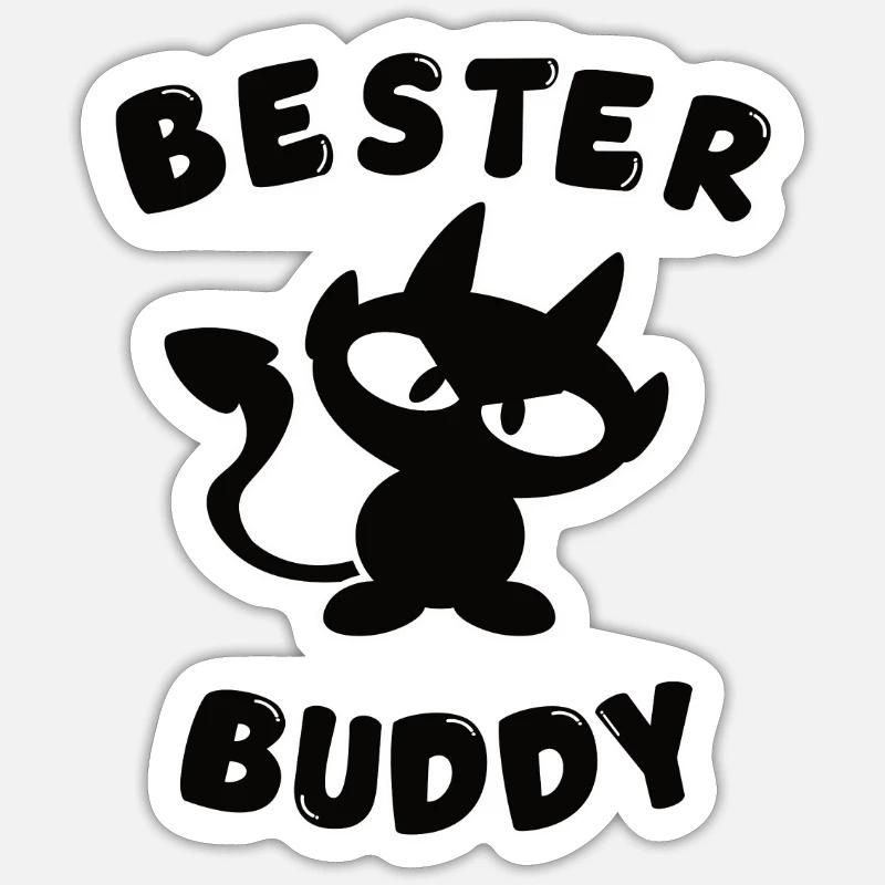 cooles bester Buddy Design mit Teufelchen Sticker Größe S (10 x 10 cm)