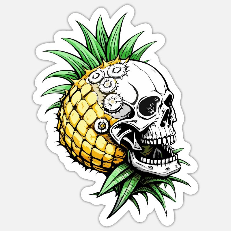 Pineapple Skull // Skull Pineapple Fruit FS0064 Sticker size S (10 x 10 cm)