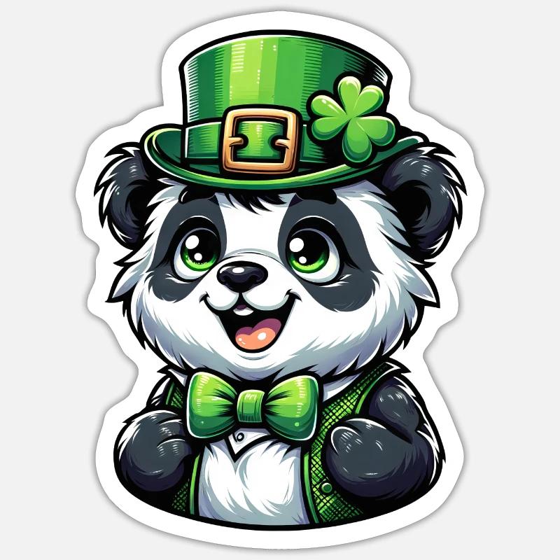 St. Patrick's Panda Feier - Sticker Größe S (10 x 10 cm) - Mattweiß