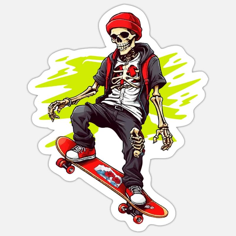Skateboarding Skeleton - Sticker size S (10 x 10 cm) - white matte