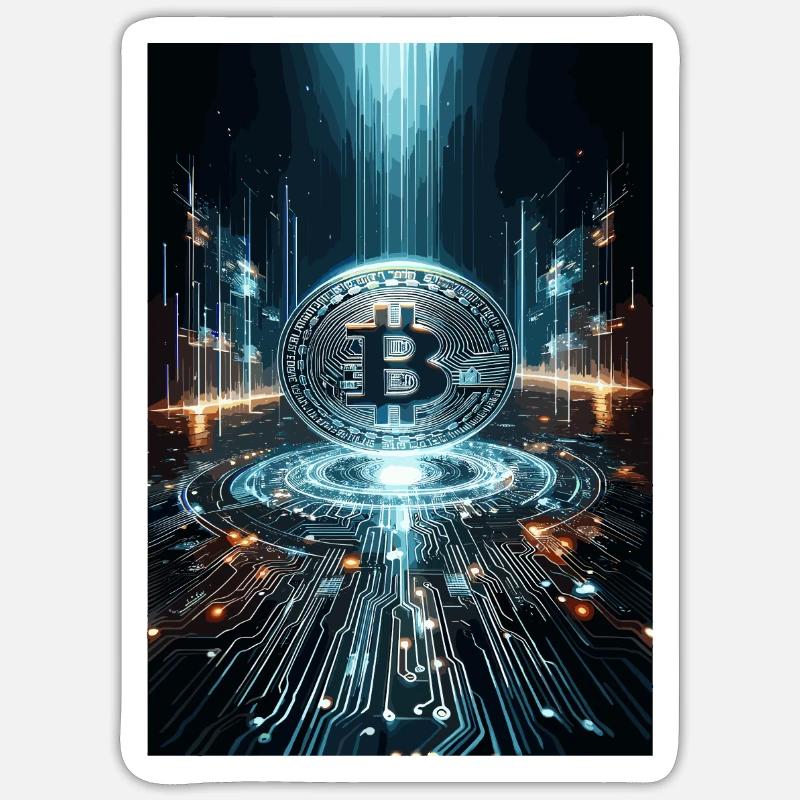 Futuristic Bitcoin Digital Artwork Sticker size S (10 x 10 cm)