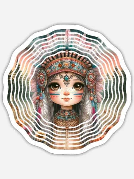 Kleines Mädchen im Bohème-Stil - Sticker Größe S (10 x 10 cm) - Mattweiß