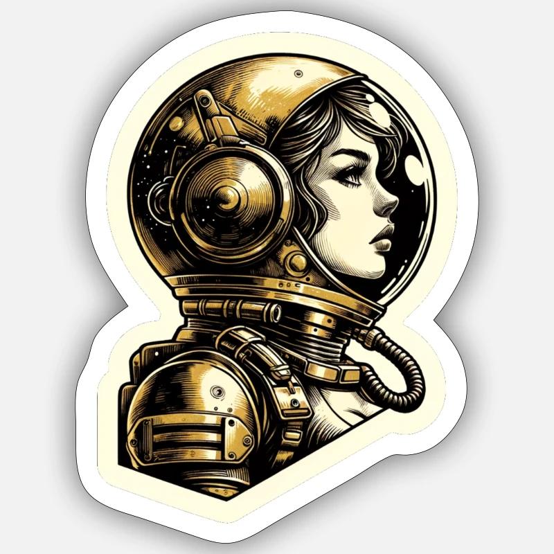 Weltraum-Mädchen - Sticker Größe S (10 x 10 cm) - Mattweiß