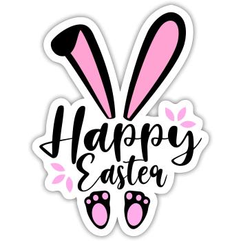 Happy Easter Bunny - Sticker Größe S (10 x 10 cm) - Mattweiß - Vorne