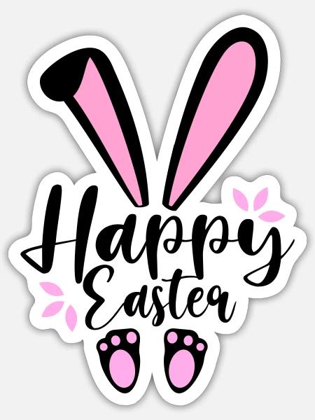 Happy Easter Bunny - Sticker Größe S (10 x 10 cm) - Mattweiß