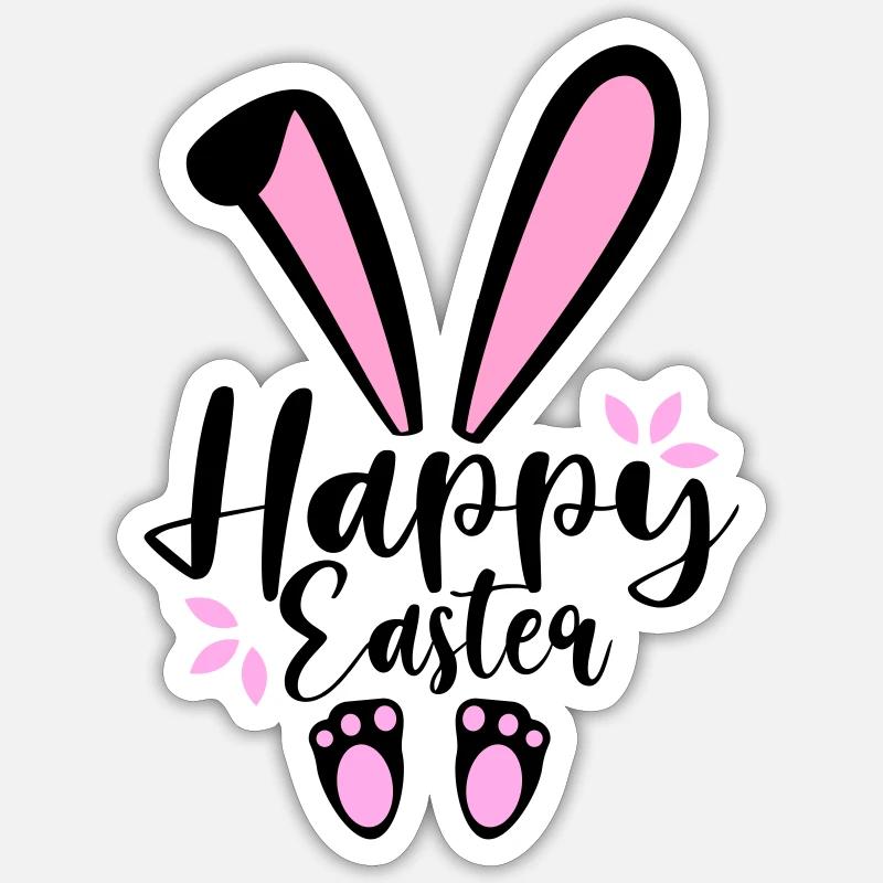 Happy Easter Bunny - Sticker Größe S (10 x 10 cm) - Mattweiß