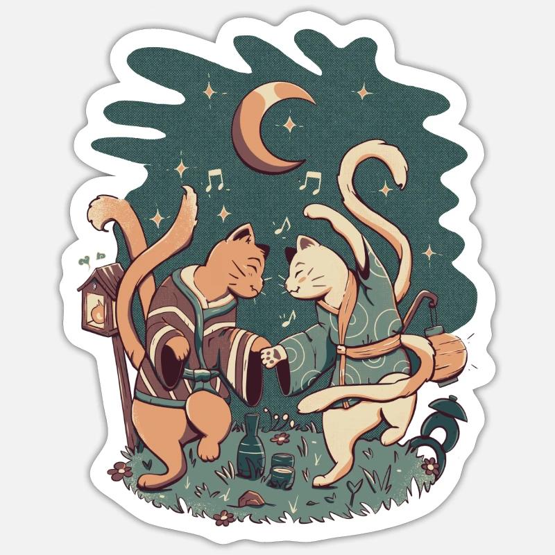 Dancing Cats - Sticker size S (10 x 10 cm) - white matte