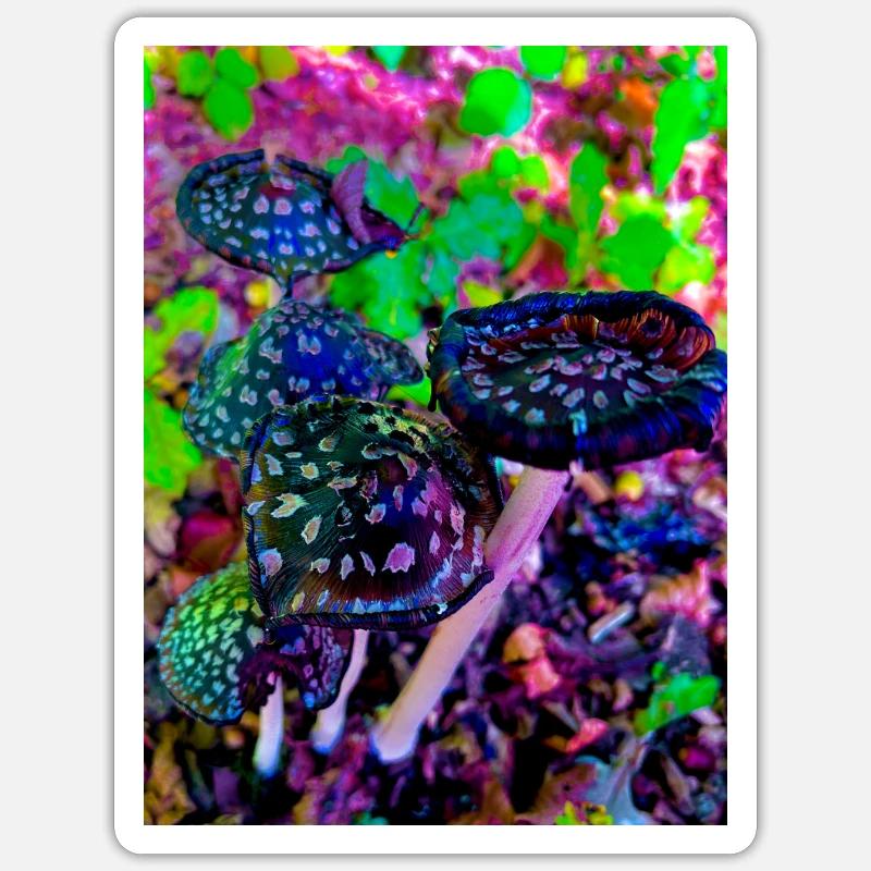 Magicmushrooms - Sticker Größe S (10 x 10 cm) - Mattweiß