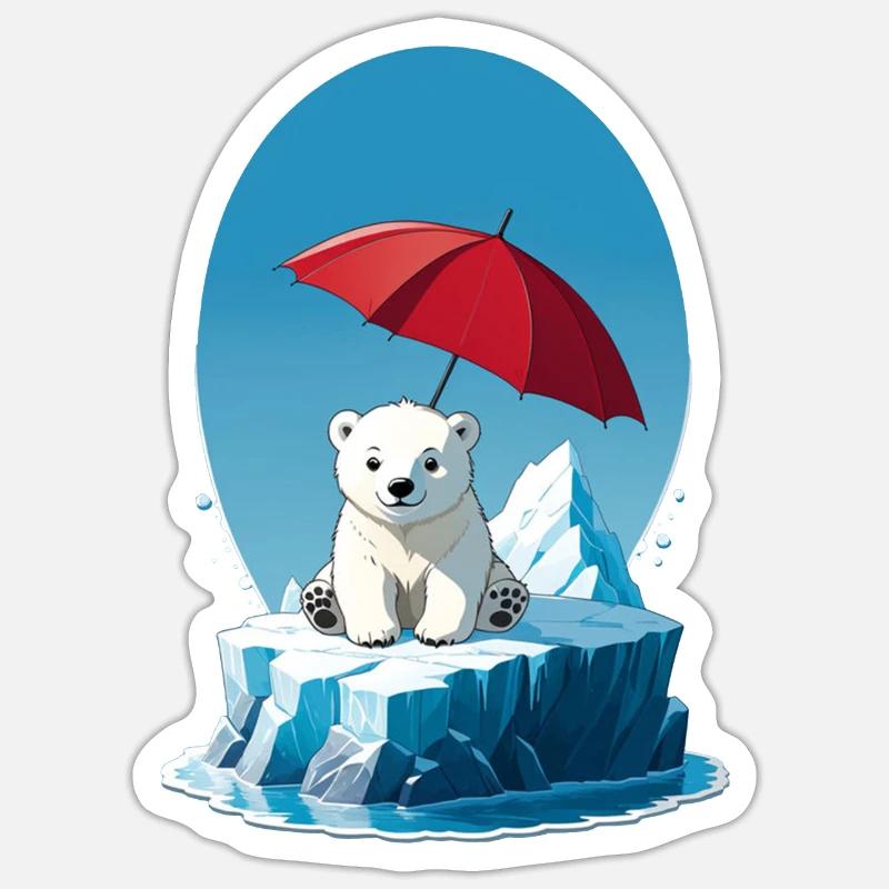 Eisbär, Eis & Sonnenschirm Sticker Größe S (10 x 10 cm)