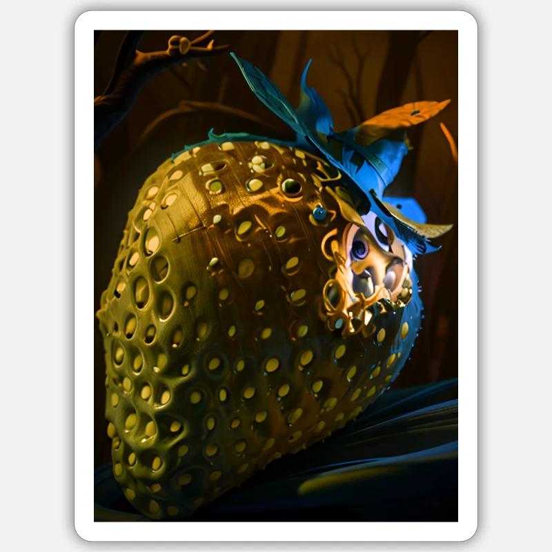 Erdbeere, technisch, Hightech, illustration,gold Sticker Größe S (10 x 10 cm)