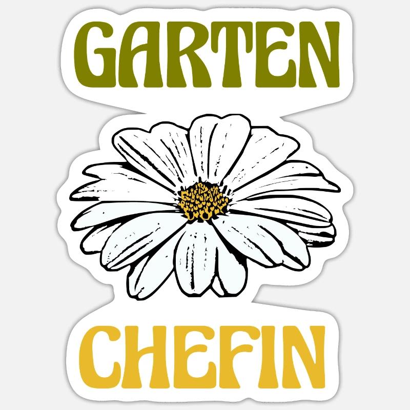 Garten Blume Gartenchefin - Sticker Größe S (10 x 10 cm) - Mattweiß