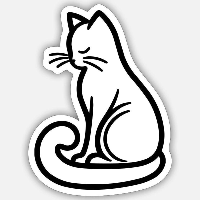 Katze - Sticker Größe S (10 x 10 cm) - Mattweiß