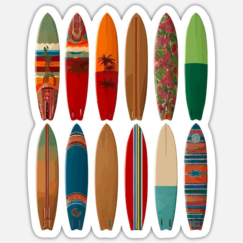 Conception de surfeur coloré pour la mode de plage Sticker taille S (10 x 10 cm)