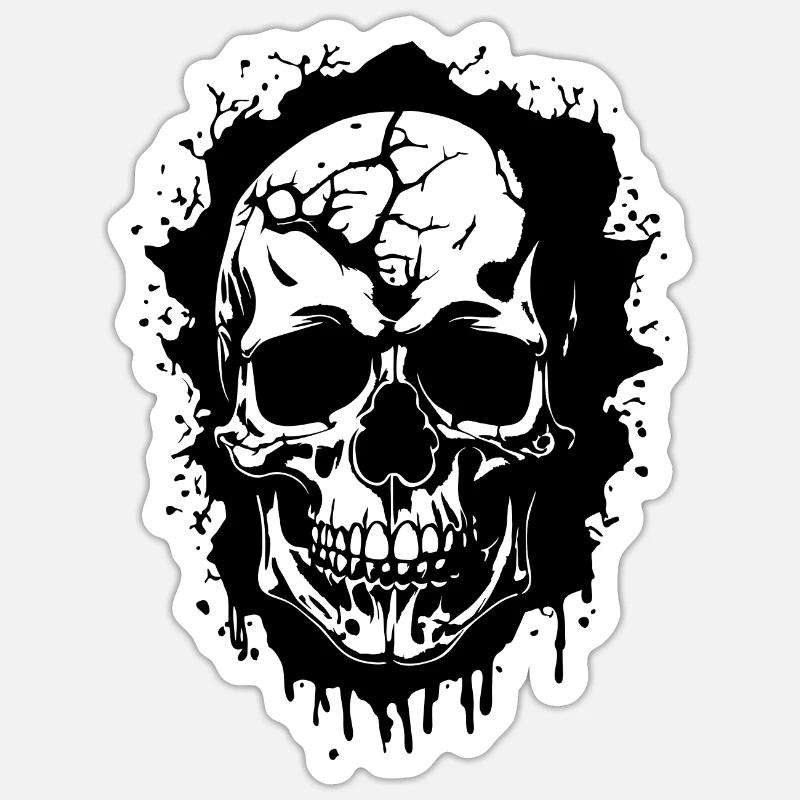 Dark Skull with Spots - Sticker size S (10 x 10 cm) - white matte