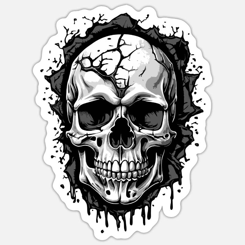 Dark Skull with Spots - Sticker size S (10 x 10 cm) - white matte