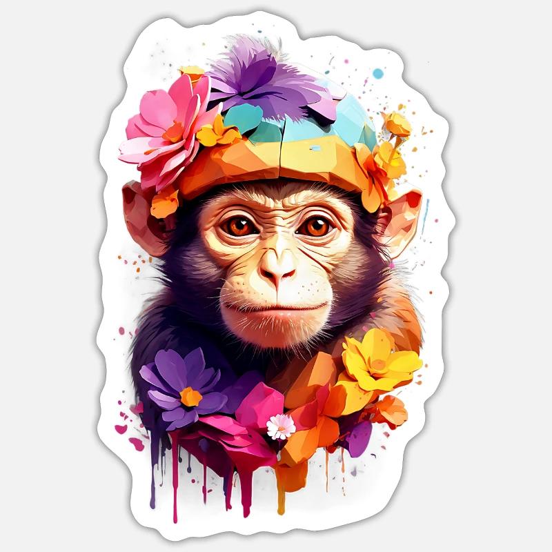 Monkey Monkey V1 24 20 - Sticker size S (10 x 10 cm) - white matte