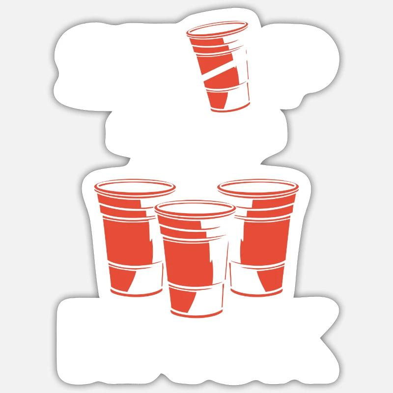 Beerpong Mug à boire - Sticker taille S (10 x 10 cm) - blanc mat