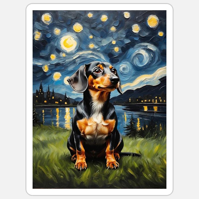Teckel style Edvard Munch Sticker taille S (10 x 10 cm)