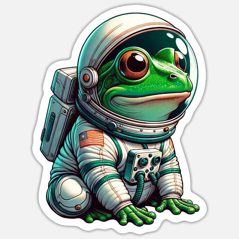 Frog astronaut in space - Sticker size S (10 x 10 cm) - white matte