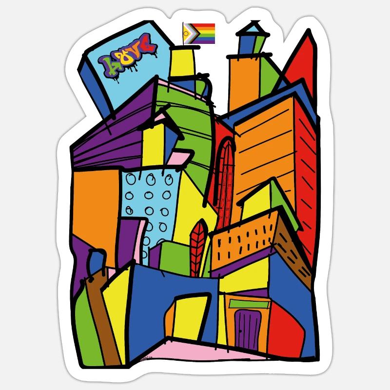 Maisons Heureuses - Sticker taille S (10 x 10 cm) - blanc mat