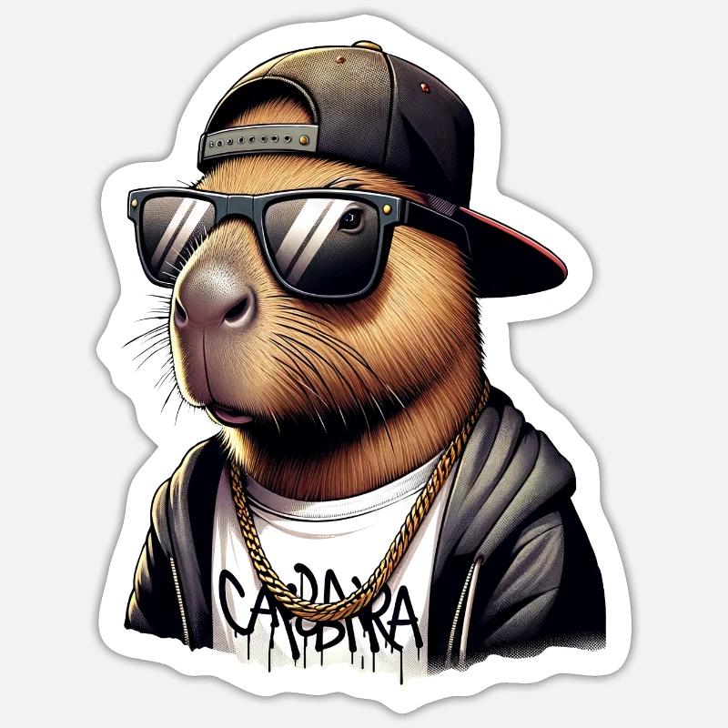 Capybara - Sticker taille S (10 x 10 cm) - blanc mat