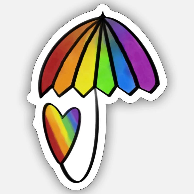 Regenbogen Herz mit Schirm Sticker Größe S (10 x 10 cm)