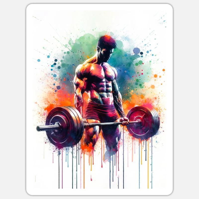 Haltérophile - Sticker taille S (10 x 10 cm) - blanc mat