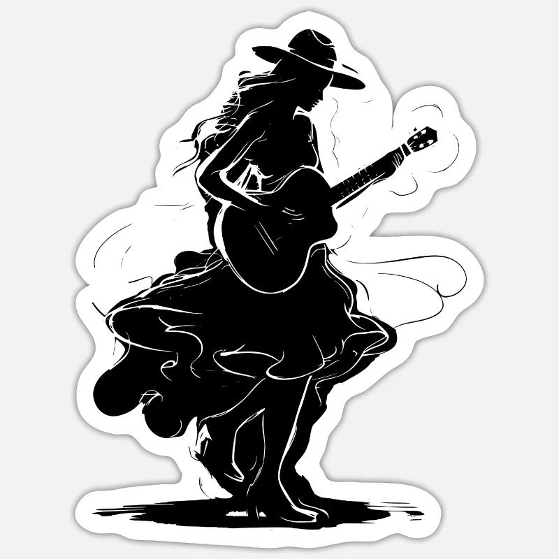 Guitariste - Sticker taille S (10 x 10 cm) - blanc mat