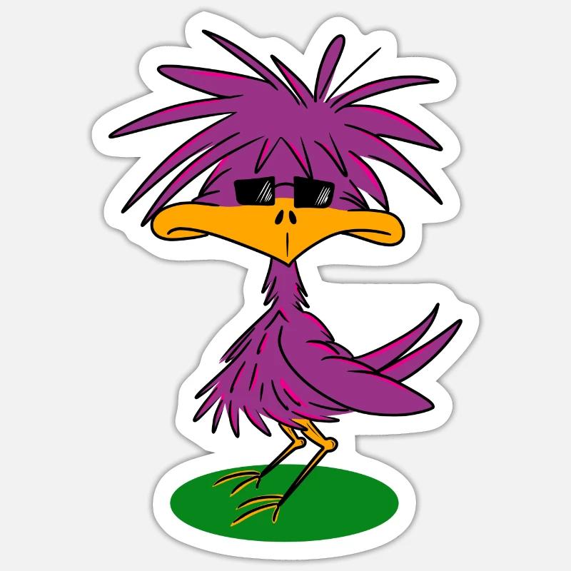 Funky Vogel - Sticker Größe S (10 x 10 cm) - Mattweiß