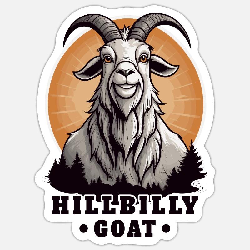 Hillbilly billy billy goat - Sticker size S (10 x 10 cm) - white matte