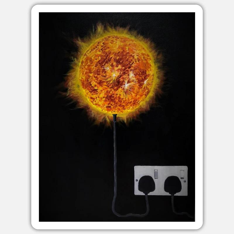 Plug in Sun - Sticker size S (10 x 10 cm) - white matte