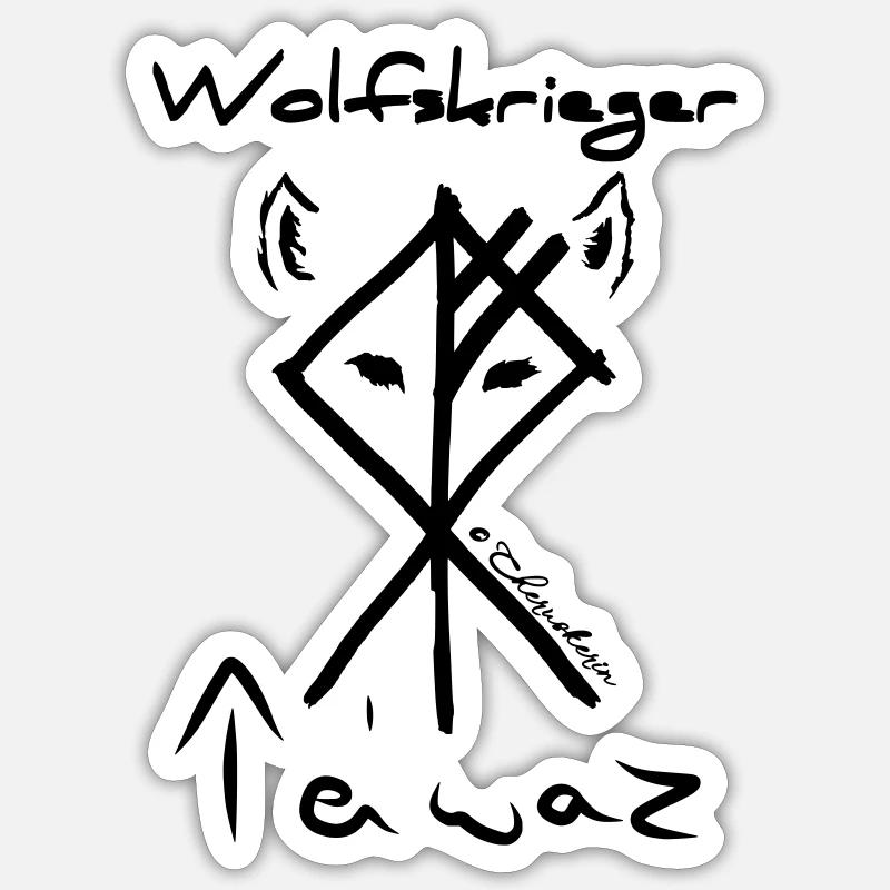 Wolf Teiwaz - Sticker Größe S (10 x 10 cm) - Mattweiß