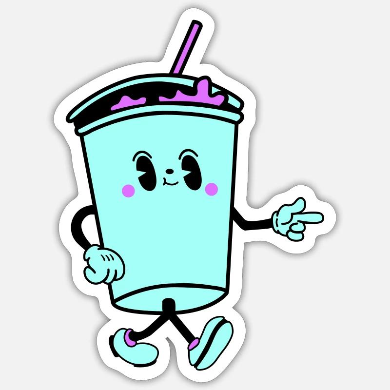 drink cartoon - Sticker Größe S (10 x 10 cm) - Mattweiß
